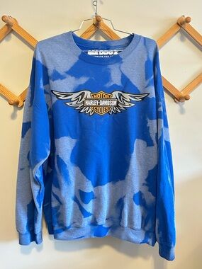 Harley-Davidson Blue Tie-Dye Winged Logo Crewneck